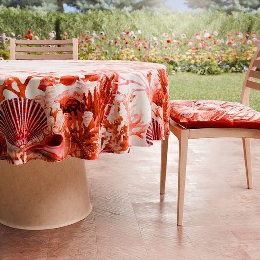 Tovaglia Rotonda Antimacchia Elegante - Ideale per cucina e sala da pranzo - Corallo Rosso