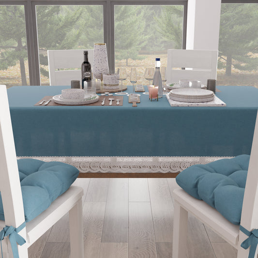 Tovaglia da Tavola Shabby Chic Copritavolo con Pizzo e Fiocchi Avion