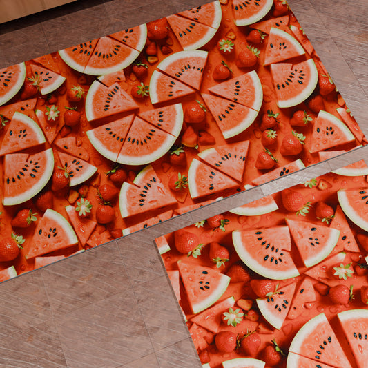 Tapis de Cuisine Antidérapant Passatoia Cuisine lavable, Cuisine Fruit - Melon et Fraise