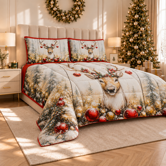 Trapunta Matrimoniale Natale, Singola, Piazza e Mezza Renna