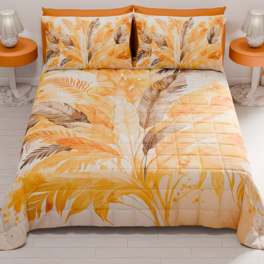 Couvre-lit matelassé printanier et automnal en impression numérique Palmwater Jaune