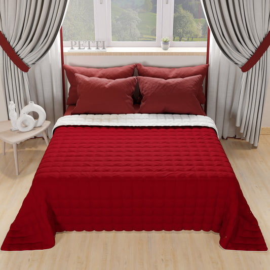Trapuntino Copriletto Primaverile Autunnale Double Face Tortora Bordeaux