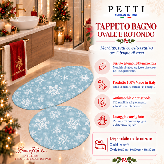 Tappeto Bagno Stampa Digitale Natalizio Forma Ovale Snow