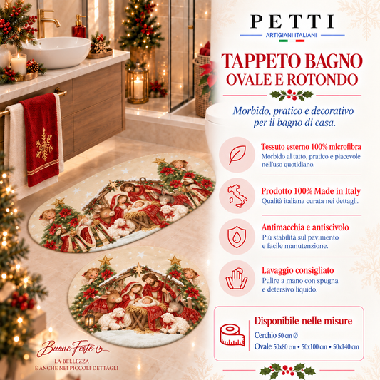 Tappeto Bagno Stampa Digitale Natalizio Forma Ovale Jesus 02