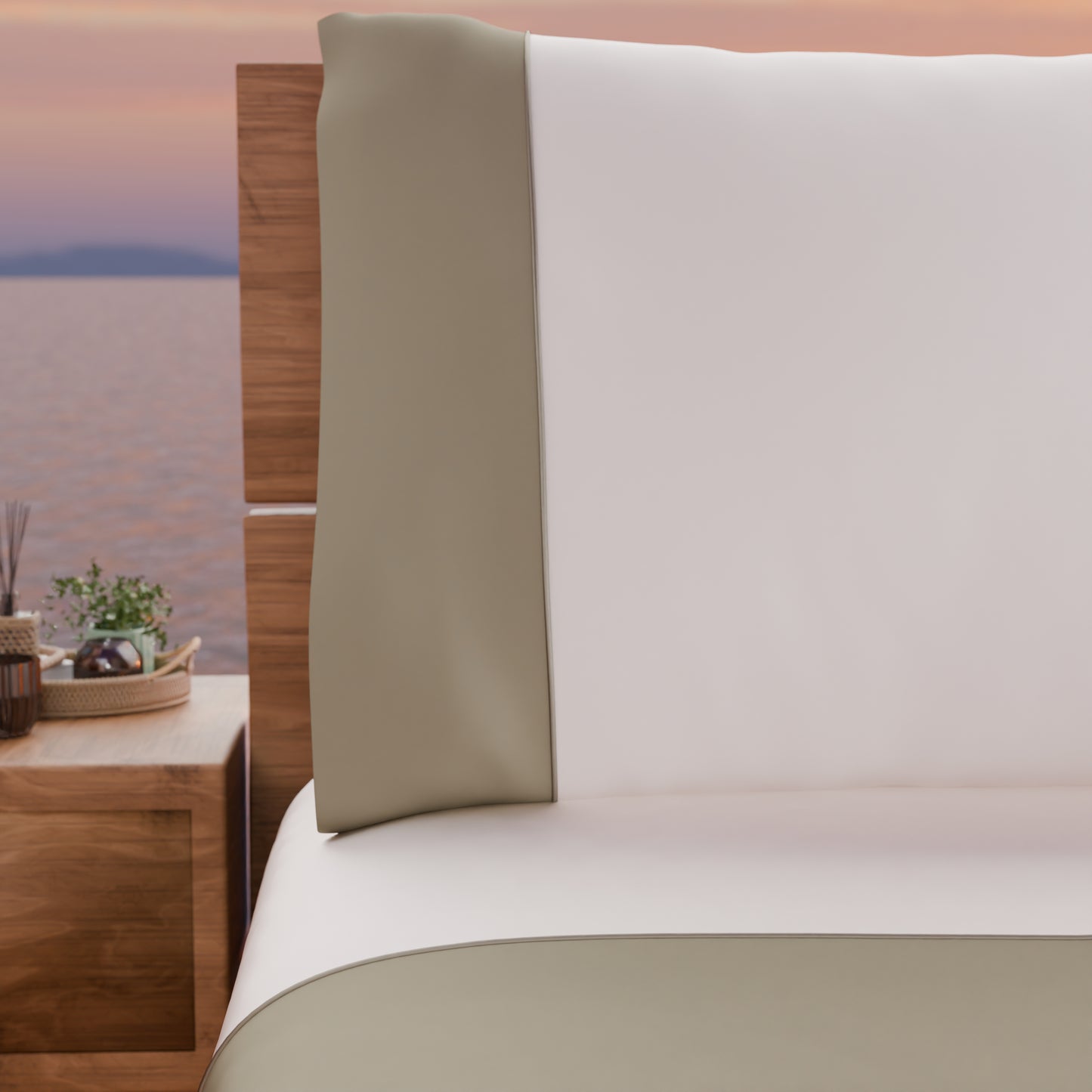 Draps unis en satin de coton avec queue de rat taupe
