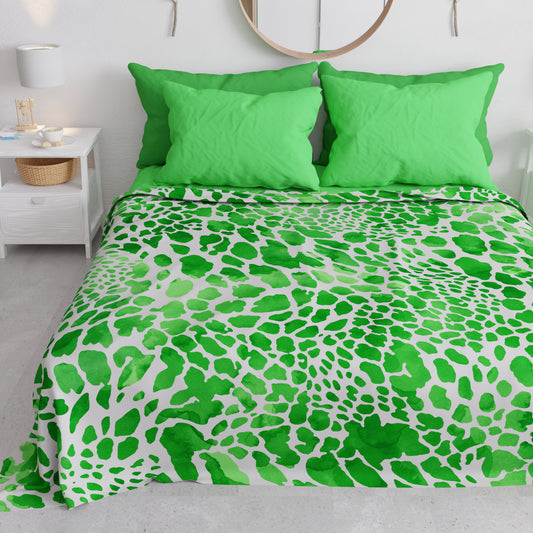 Set Animalier Cobra Verde Copriletti Estivi + Lenzuola in Cotone + Federa in Stampa Digitale