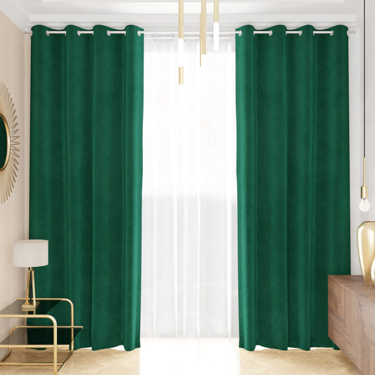Tenda a Pannello in Velluto per Interni con Anelli, 140x280 cm, Smeraldo