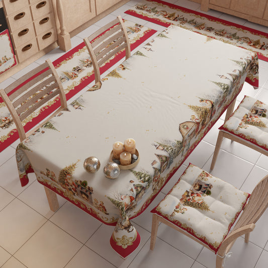 Tovaglia Natalizia, Tovaglia da tavola Antimacchia, Copritavolo da Cucina Vintage Xmas