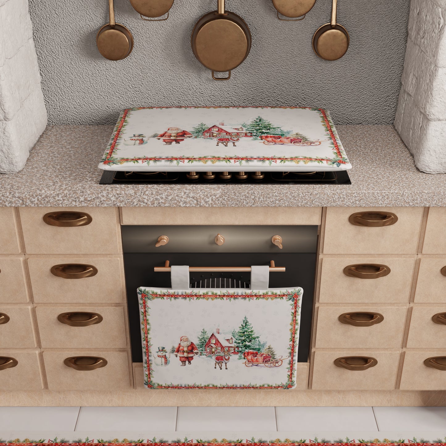 Copriforno Natalizio per Cucina in Stampa Digitale Xmas Santa's Land