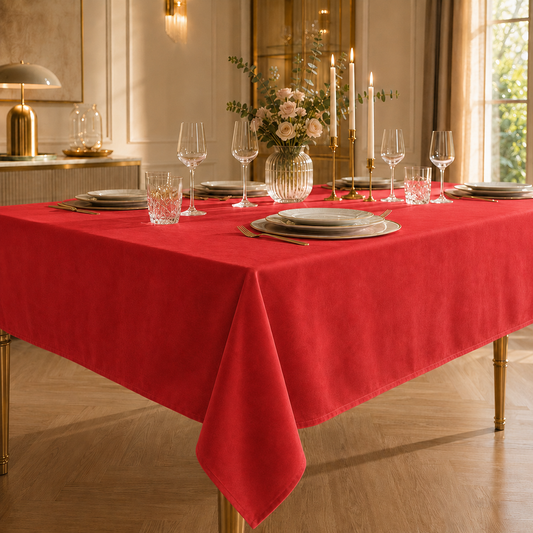 Tovaglia effetto velluto Rosso, cena al tramonto