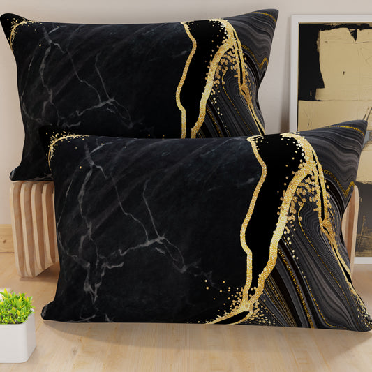 Federe Cuscini Letto Effetto Marmo Marble 07 Nero 40x70 Made in Italy | PETTI