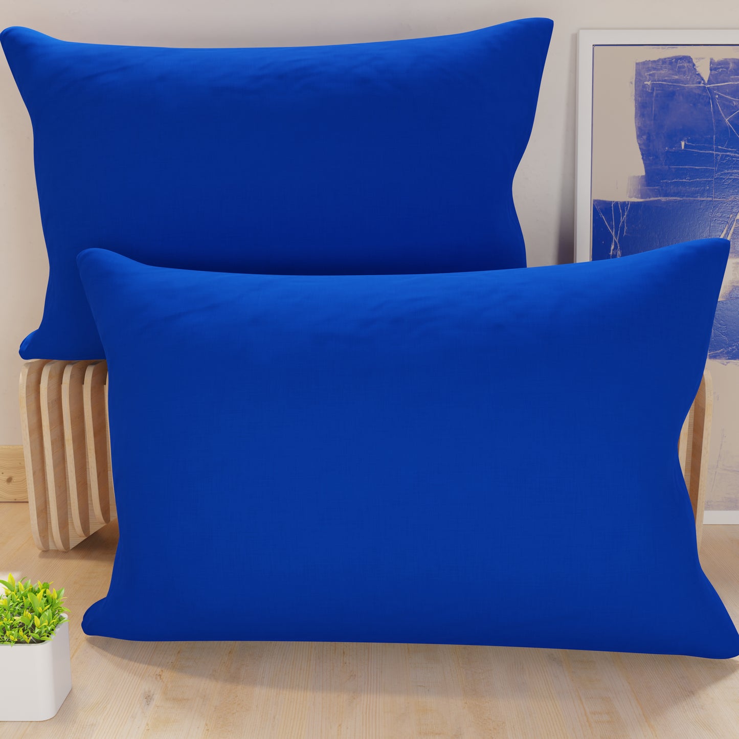 Federe, Coppia Federe, Copricuscini, 100% Microfibra Anallergica, Blu