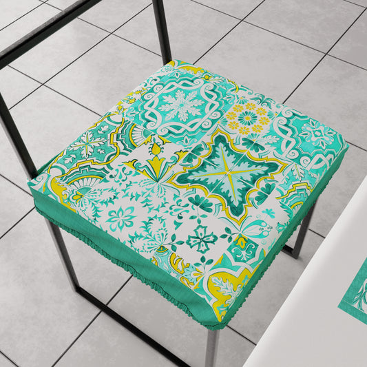 Coussins pour chaises avec élastique, housses de chaise en impression digitale 2 Vietri 02 vert d'eau