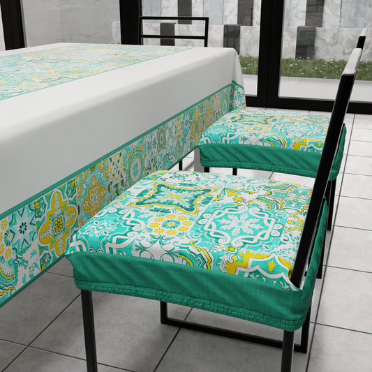 Coussins pour chaises avec élastique, housses de chaise en impression digitale 2 Vietri 02 vert d'eau