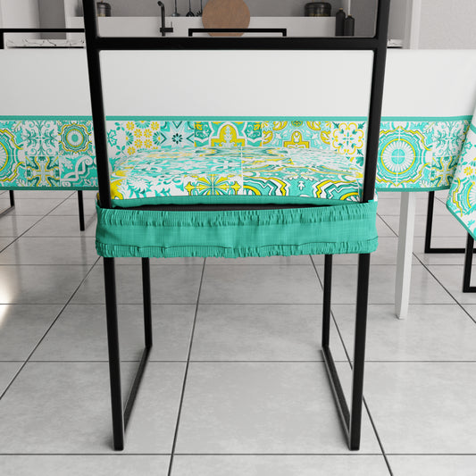 Coussins pour chaises avec élastique, housses de chaise en impression digitale 2 Vietri 02 vert d'eau