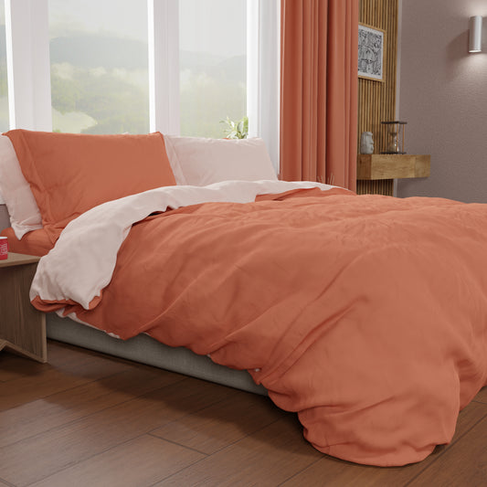 Housse de couette double, housse de couette et taies d'oreiller, rose clair/foncé