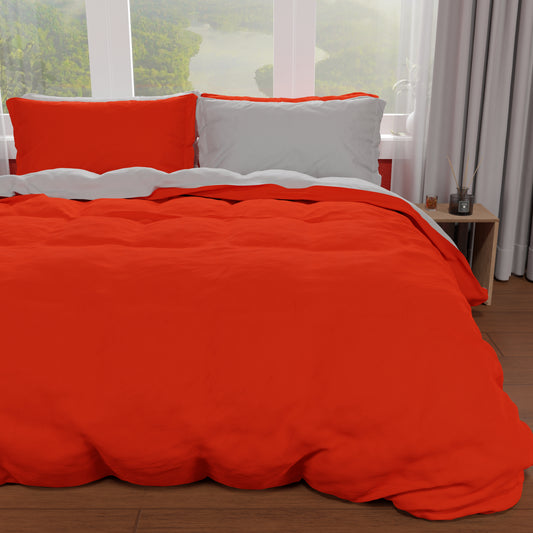 Copripiumino Microfibra Bicolor Rosso-Grigio Chiaro Matrimoniale