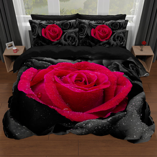 Copripiumino Matrimoniale,Singolo,Piazza e Mezza,Black Roses