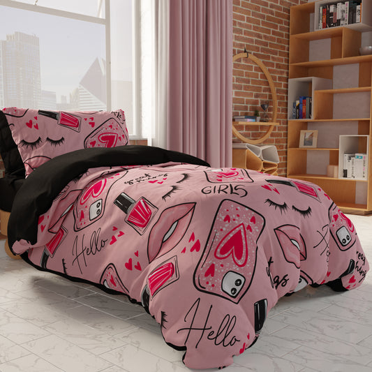 Duvet Cover, Bedroom Duvet Cover, Single and Queen Size, Pink Lipstick