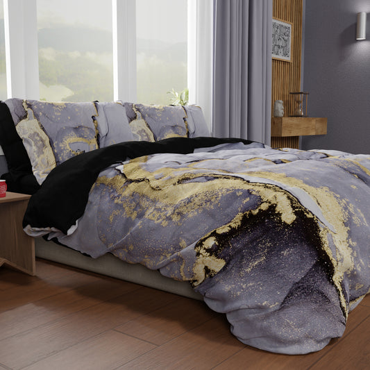 Copripiumino Matrimoniale, Singolo, Una Piazza e Mezza, Marble 04 Grigio Scuro