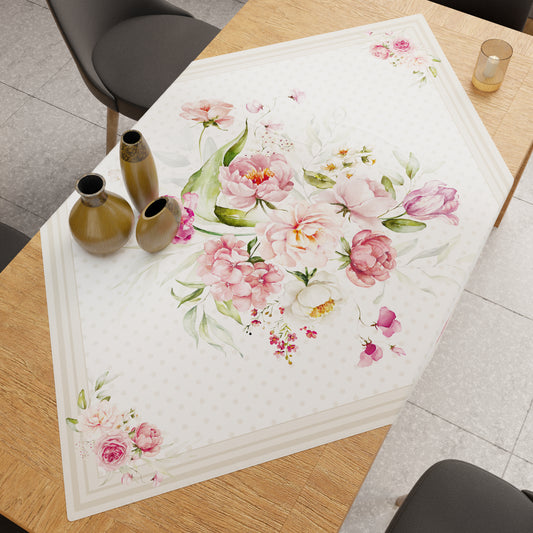 Centrotavola Cucina Shabby Pois Beige 40x145 Stampa Digitale Made in Italy | PETTI