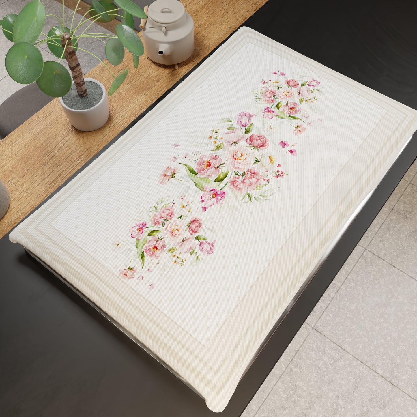 Housse de plaque de cuisson pour cuisine en impression digitale shabby pois beige 1 pièce 50x70cm