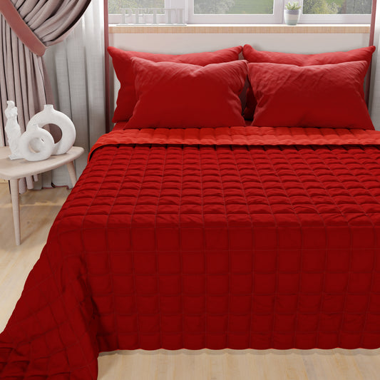 Trapuntino Copriletto Primaverile Autunnale Double Face Rosso Bordeaux