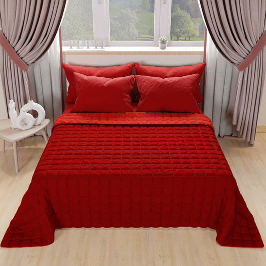 Trapuntino Copriletto Primaverile Autunnale Double Face Rosso Bordeaux