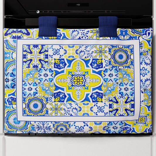 Copriforno Geometrico per Cucina in Stampa Digitale Vietri 02 Blu 1pz