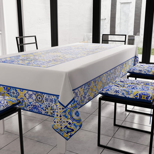 Tovaglia da Tavola Moderna, Copritavolo da Cucina, Vietri 02 Blu