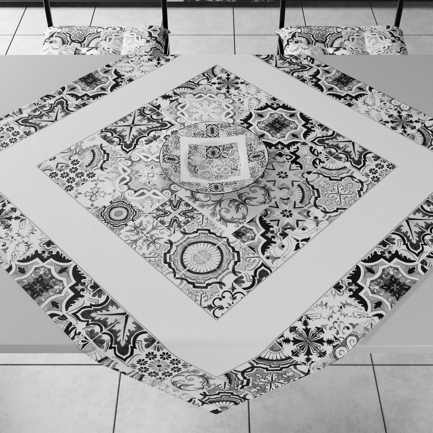 Centrotavola Geometrico per Cucina in Stampa Digitale Vietri 02 Nero