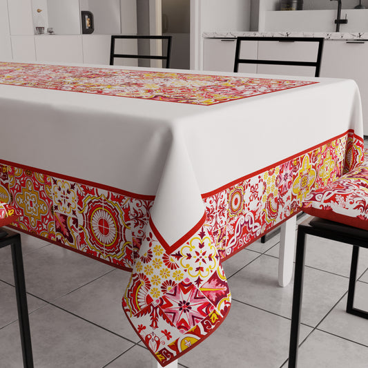 Promo Cucina Vietri Rosso 02 in Stampa Digitale + Tovaglia Trasparente + Runner in Omaggio.