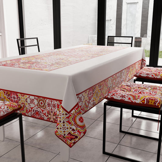 Tovaglia da Tavola Moderna, Copritavolo da Cucina, Vietri 02 Rosso