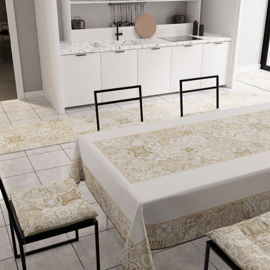 Tovaglia da Tavola Moderna, Copritavolo da Cucina, Vietri 02 Beige