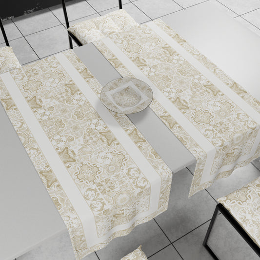 Runner Tavola Geometrico, Tovaglia Runner Geometrico, Runner Cucina Vietri 02 Beige