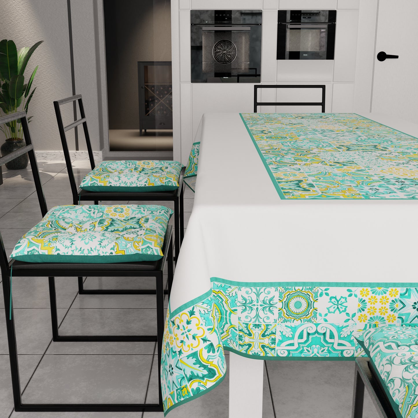 Coussins pour chaises housses de chaise 6 pièces Vietri 02 Vert d'eau