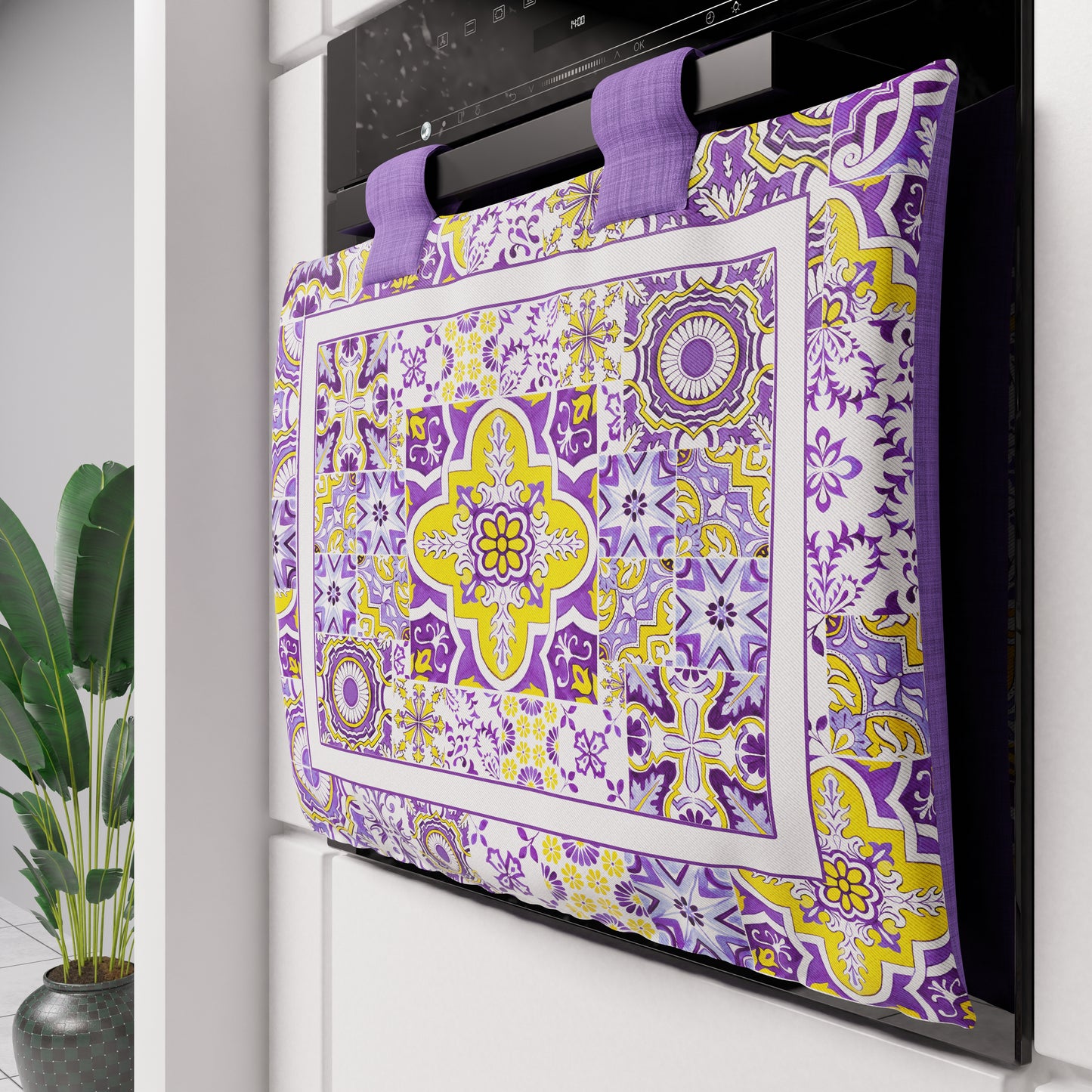 Housse de four géométrique pour cuisine en impression digitale Vietri 02 Violet 1 pièce