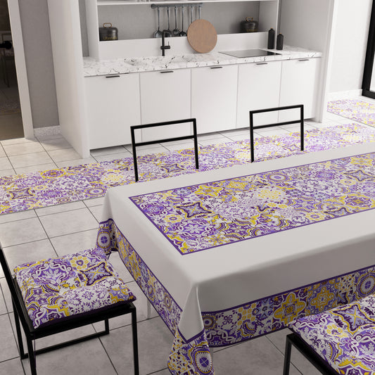 Tovaglia da Tavola Moderna, Copritavolo da Cucina, Vietri 02 Viola