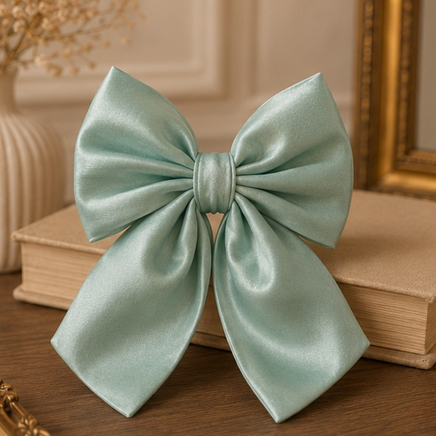 Spilla Decorativa a Fiocco in Effetto Velluto Tinta Unita Tiffany