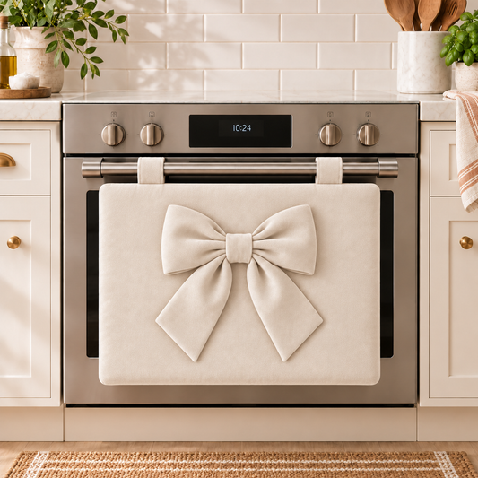 Copriforno Cucina Tinta Unita in Velluto Bianco Latte