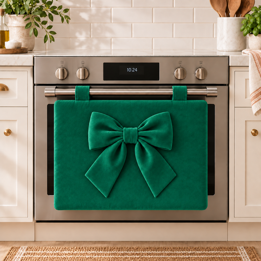 Copriforno Cucina Tinta Unita in Velluto Verde Smeraldo