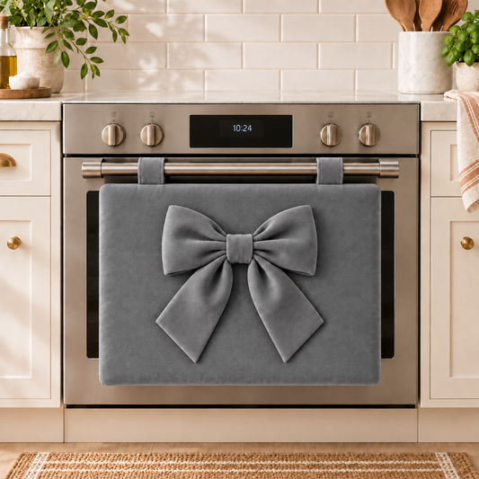 Copriforno Cucina Tinta Unita in Velluto Grigio Scuro