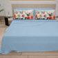 Lenzuola in Cotone, Completo Letto con Federe in Stampa Digitale Petalo 17 Celeste.