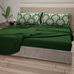 Lenzuola in Cotone, Completo Letto con Federe in Stampa Digitale Delta Salvia Verde Scuro.
