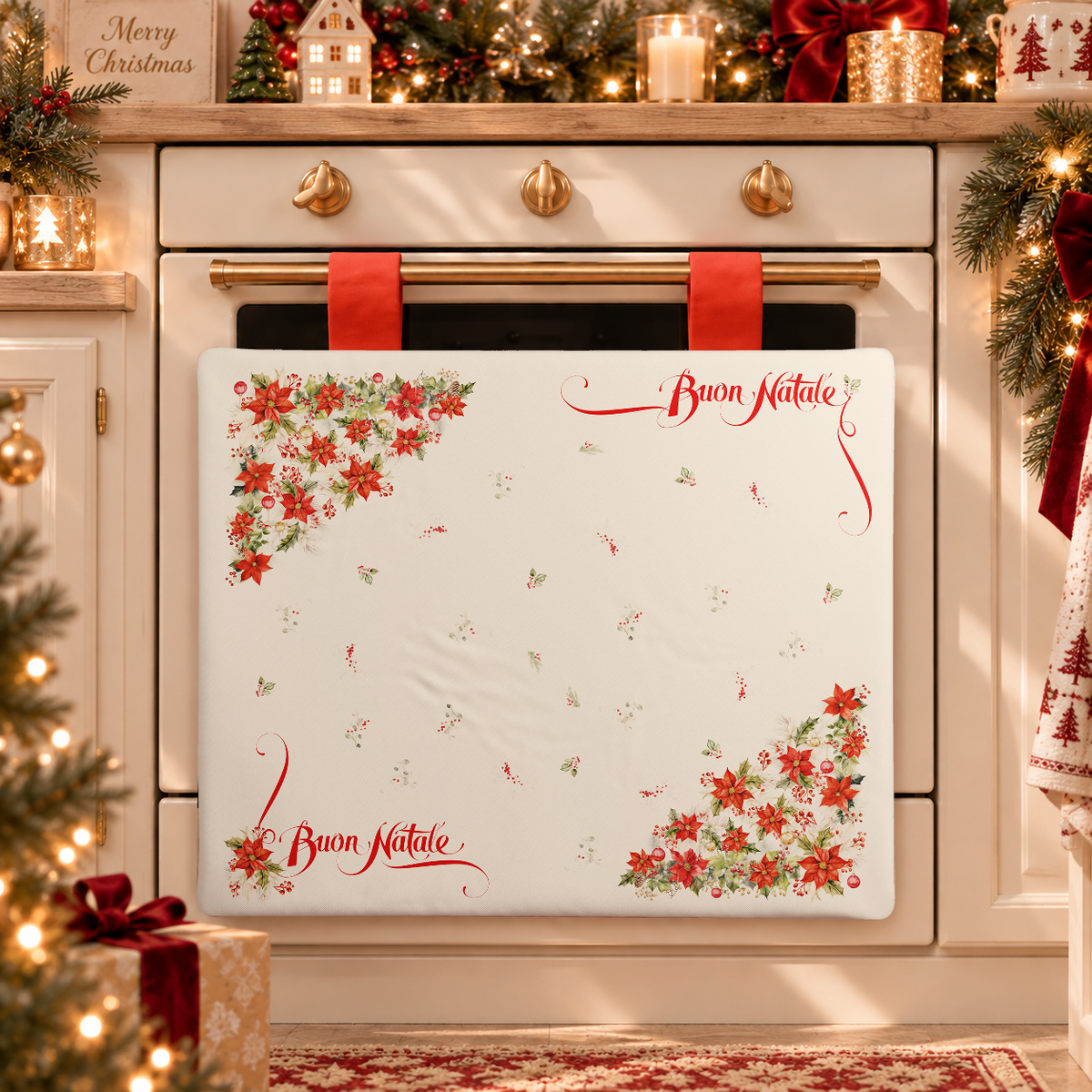 Copriforno Natalizio per Cucina in Stampa Digitale Buon Natale