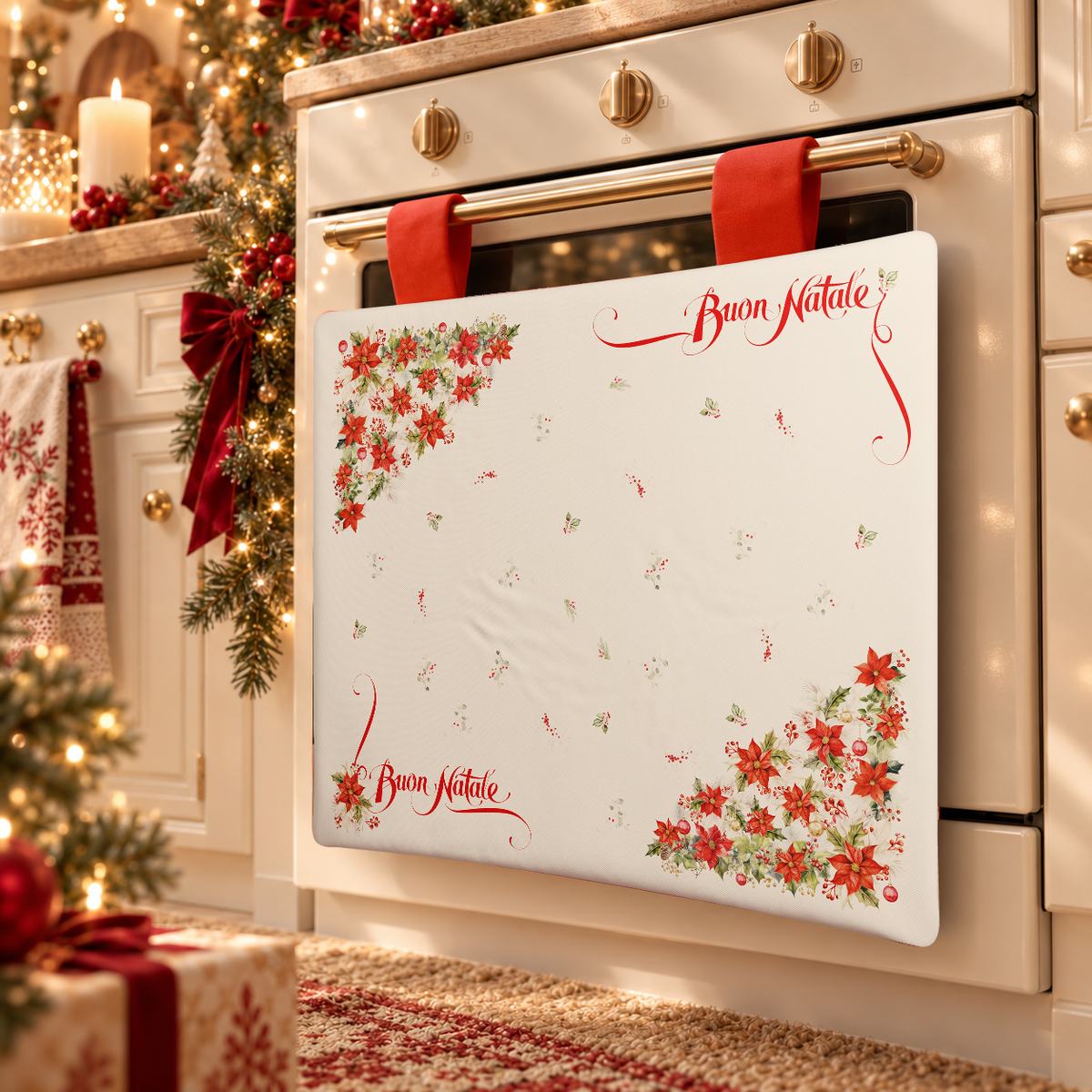 Copriforno Natalizio per Cucina in Stampa Digitale Buon Natale