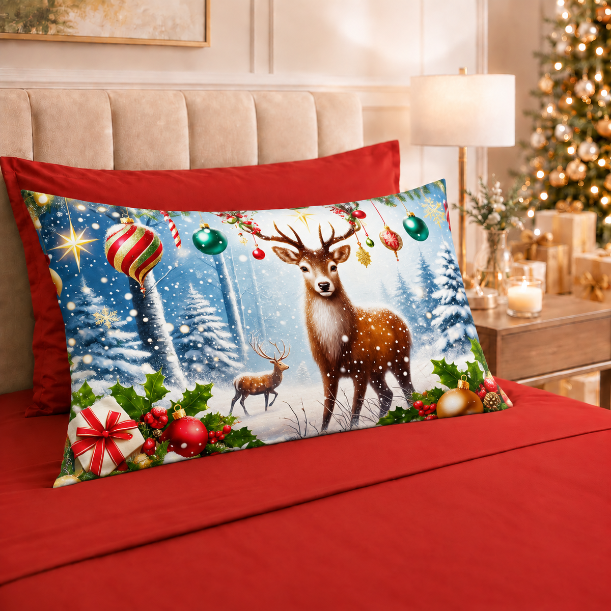 Lenzuola Natalizie in Cotone, Completo Letto con Federe in Stampa Digitale 25 Xmas 4