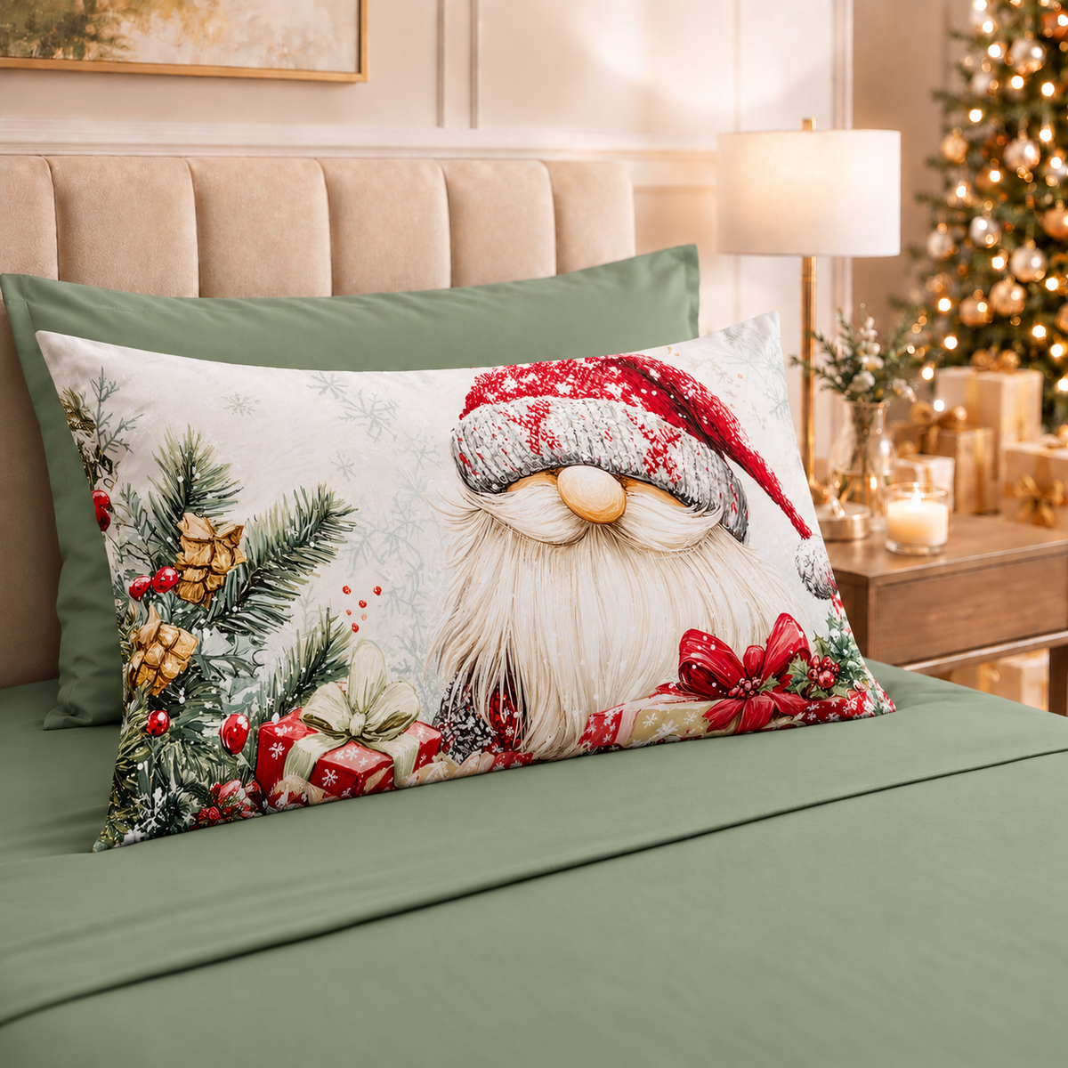 Draps de Noël en Coton, Parure de Lit avec Taies d'Oreiller en Impression Numérique 25 Xmas 13