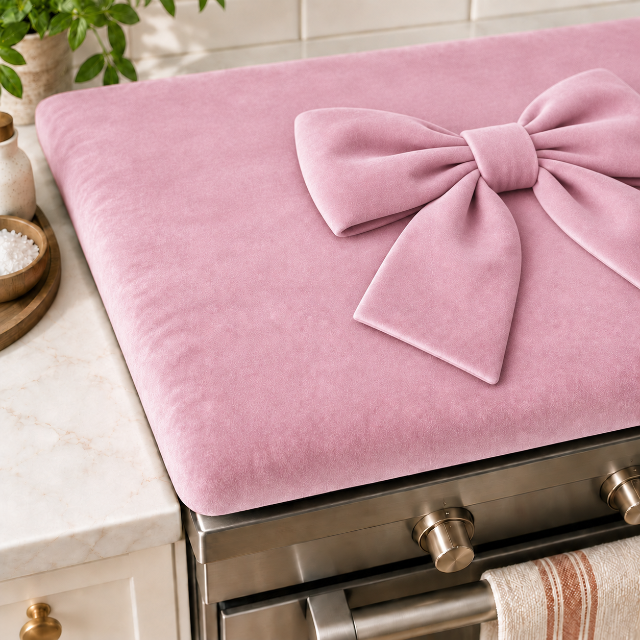 Coprifornello Cucina Tinta Unita in Velluto Rosa