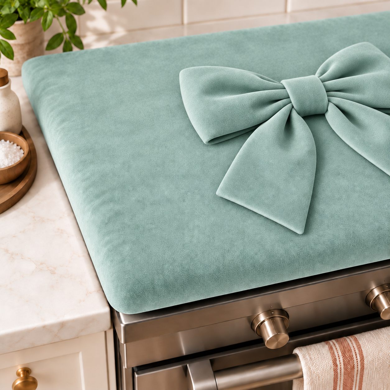 Coprifornello Cucina Tinta Unita in Velluto Tiffany